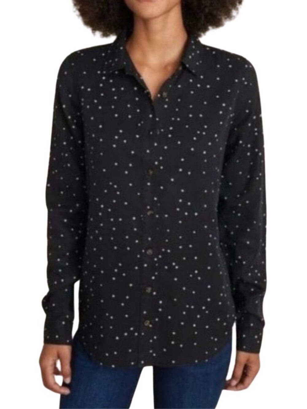 Marine Layer Sahara LS Relaxed Button Up Shirt Women's Sz XS Starry Print Black